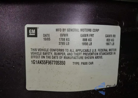 2006 Chevrolet Cobalt Ls z USA, uszkodzony, nr VIN 1G1AK55F967705350